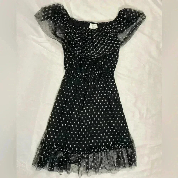 EVERLY Black Silver Tulle dress Woman’s Size S Party Fancy NEW NWOT HOLIDAY glam - Picture 7 of 14